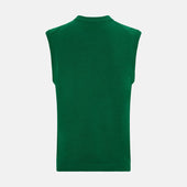 Green Fine Merino V Neck Vest