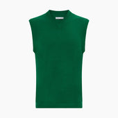 Green Fine Merino V Neck Vest