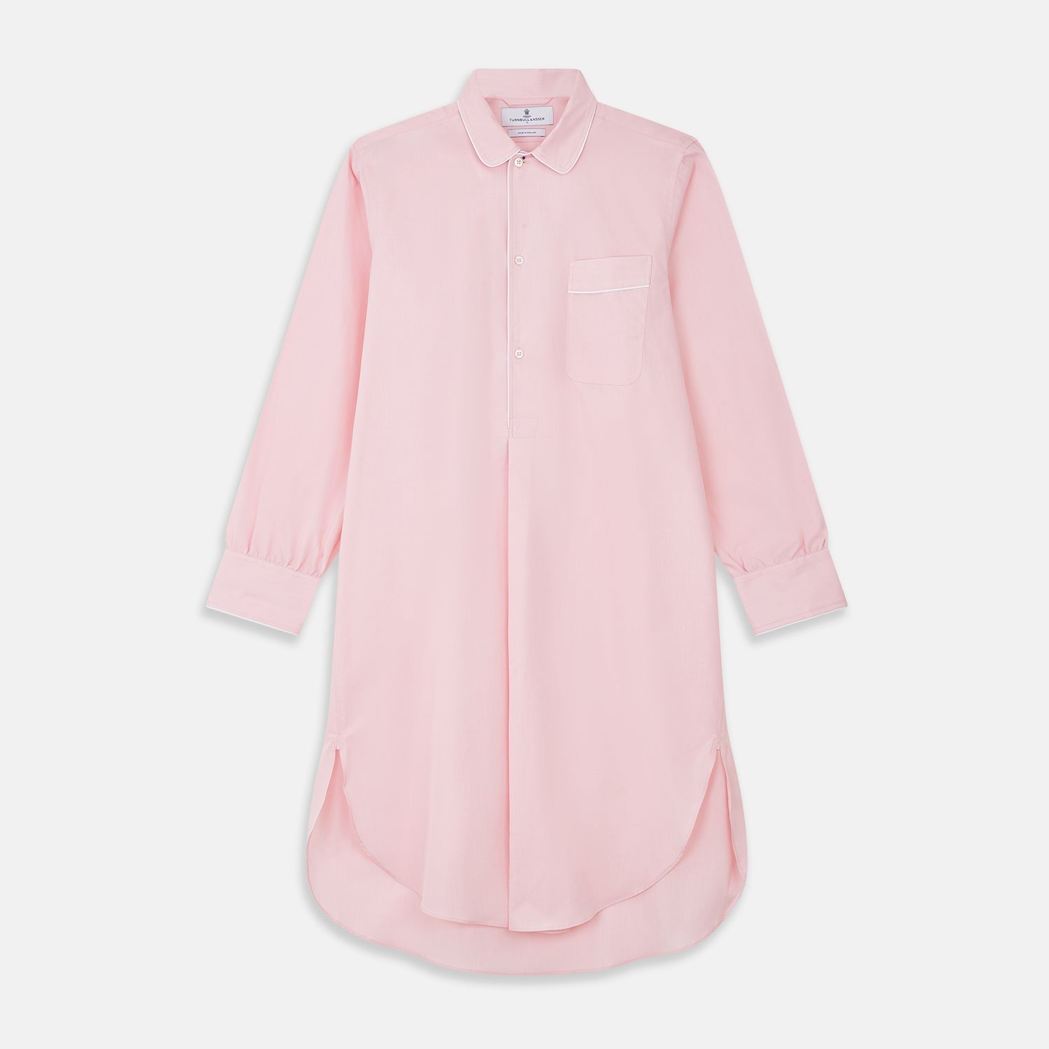 Pink Piped End On End Cotton Nightshirt