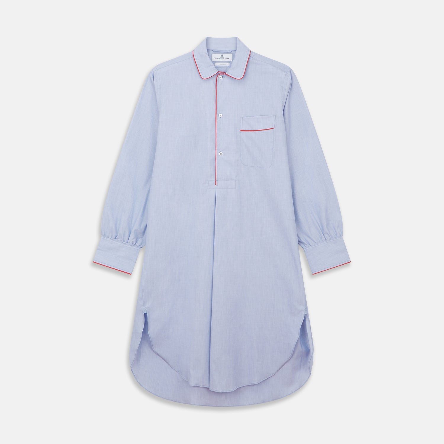 Piped End On End Cotton Nightshirt
