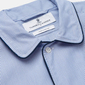 Fine Bengal Stripe Piped Cotton Nightshirt