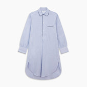Fine Bengal Stripe Piped Cotton Nightshirt