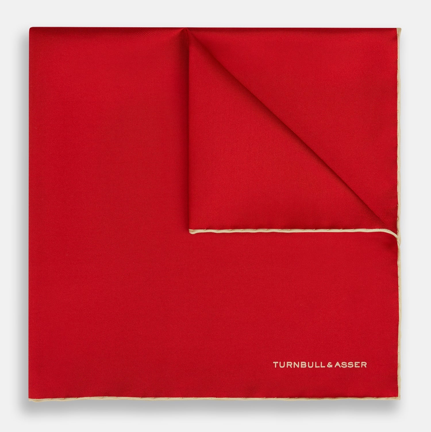 RED AND GOLD PIPED SILK POCKET SQUARE
