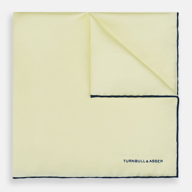 GOLD AND NAVY BLUE PIPED SILK POCKET SQUARE