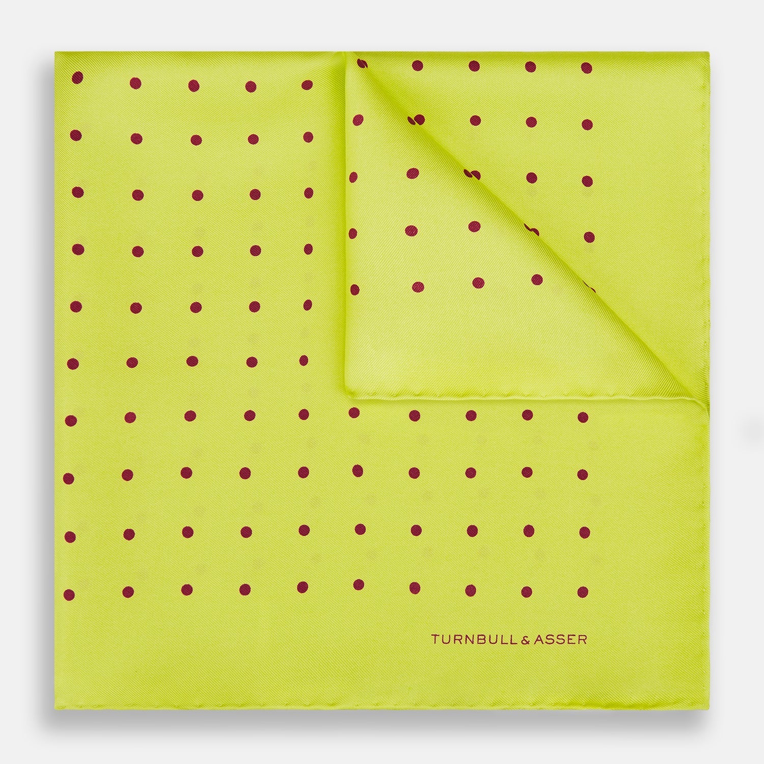 Chartreuse and Mauve Spot Silk Pocket Square