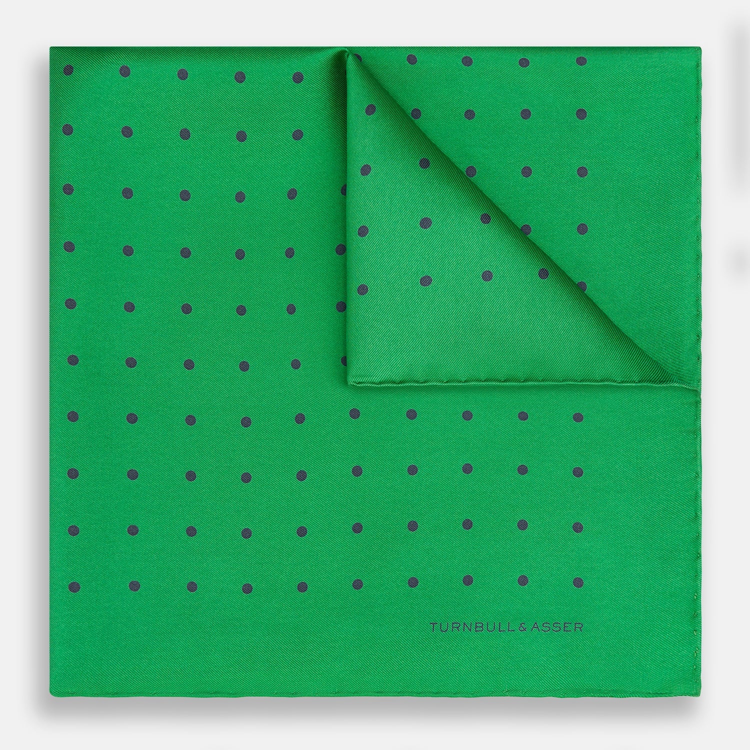 Green and Navy Spot Silk Pocket Square