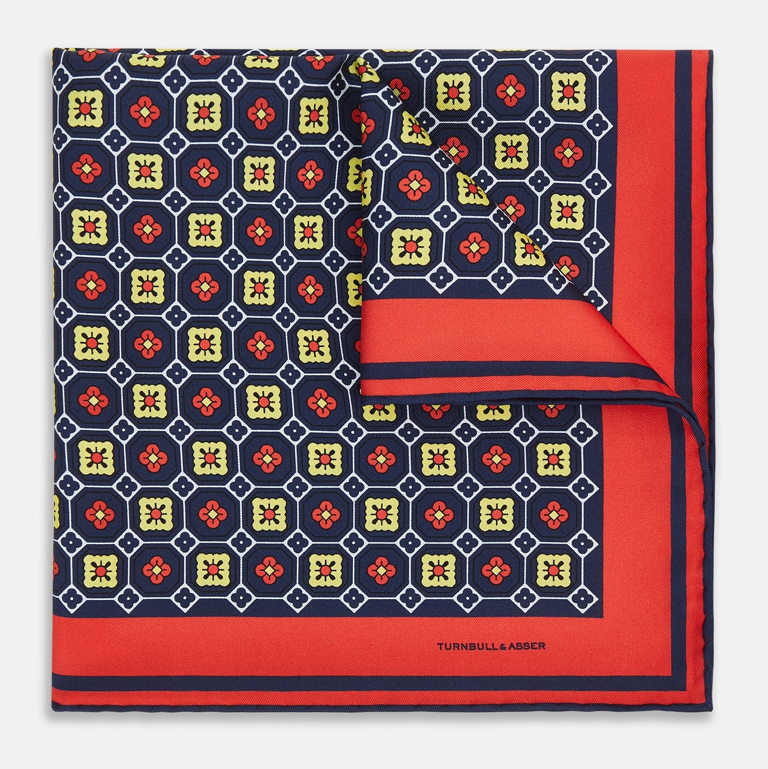 Floral Tile Silk Pocket Square