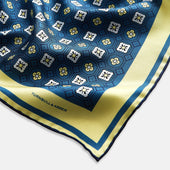 Azzurro Floral Tile Silk Pocket Square