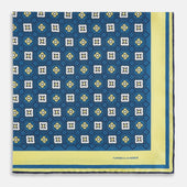 Azzurro Floral Tile Silk Pocket Square