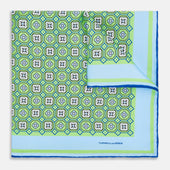 Fern Green Floral Tile Silk Pocket Square