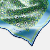 Fern Green Floral Tile Silk Pocket Square