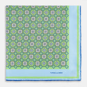 Fern Green Floral Tile Silk Pocket Square
