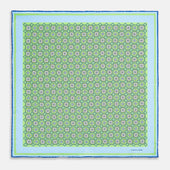 Fern Green Floral Tile Silk Pocket Square