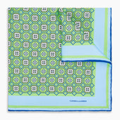 Fern Green Floral Tile Silk Pocket Square