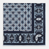 Square Patterned And Paisley Patterned Silk Pocket Square