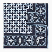Square Patterned And Paisley Patterned Silk Pocket Square