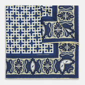 Azzurro Square-Patterned and Paisley Patterned Silk Pocket Square