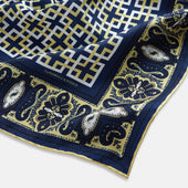 Azzurro Square Patterned And Paisley Patterned Silk Pocket Square