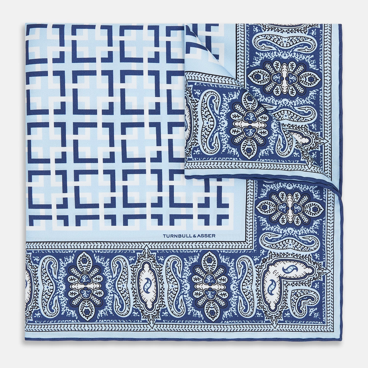 Square Patterned And Paisley Patterned Silk Pocket Square