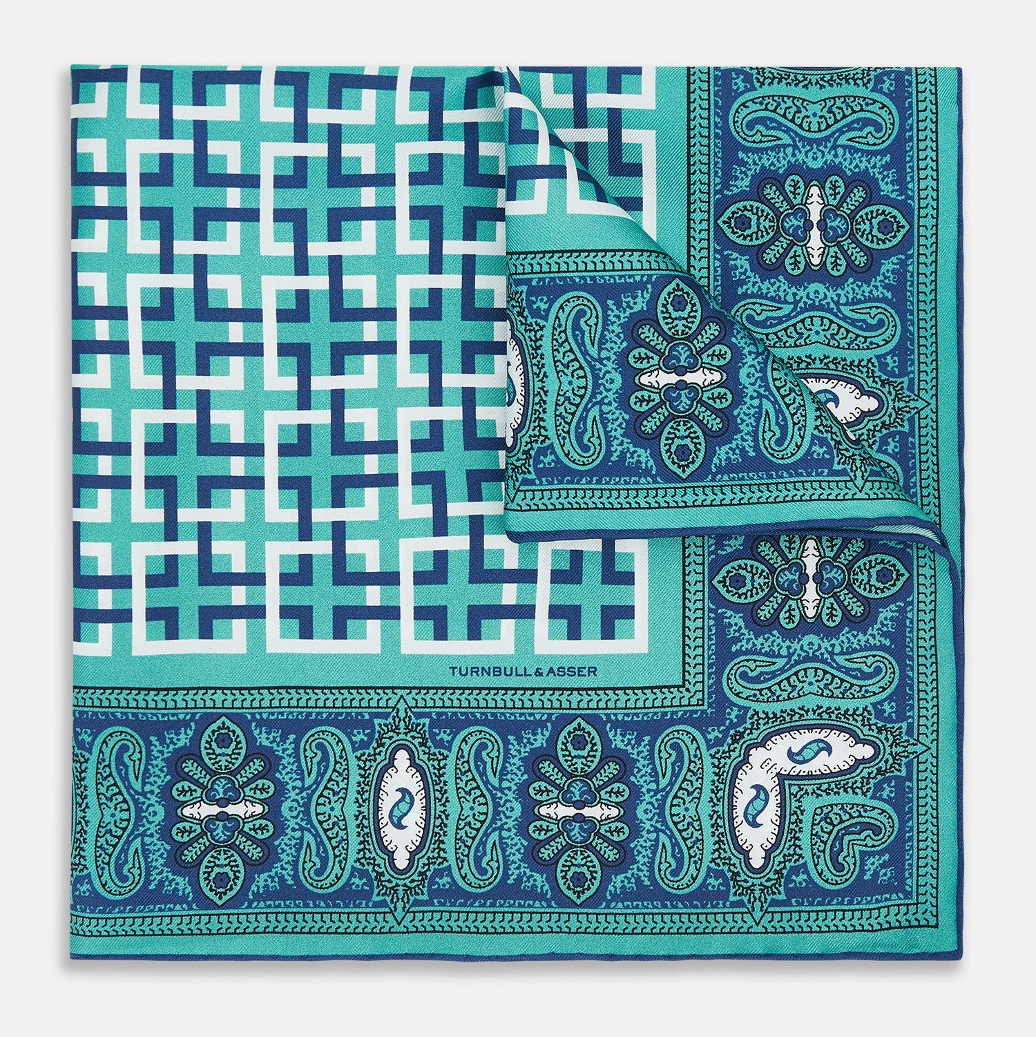 Square Patterned And Paisley Silk Pocket Square