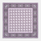 Lilac Square Patterned And Paisley Patterned Silk Pocket Square