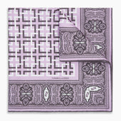 Lilac Square Patterned And Paisley Patterned Silk Pocket Square