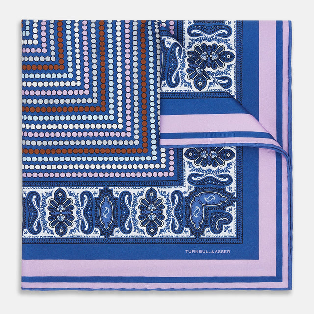Azzurro Dots and Paisley Silk Pocket Square