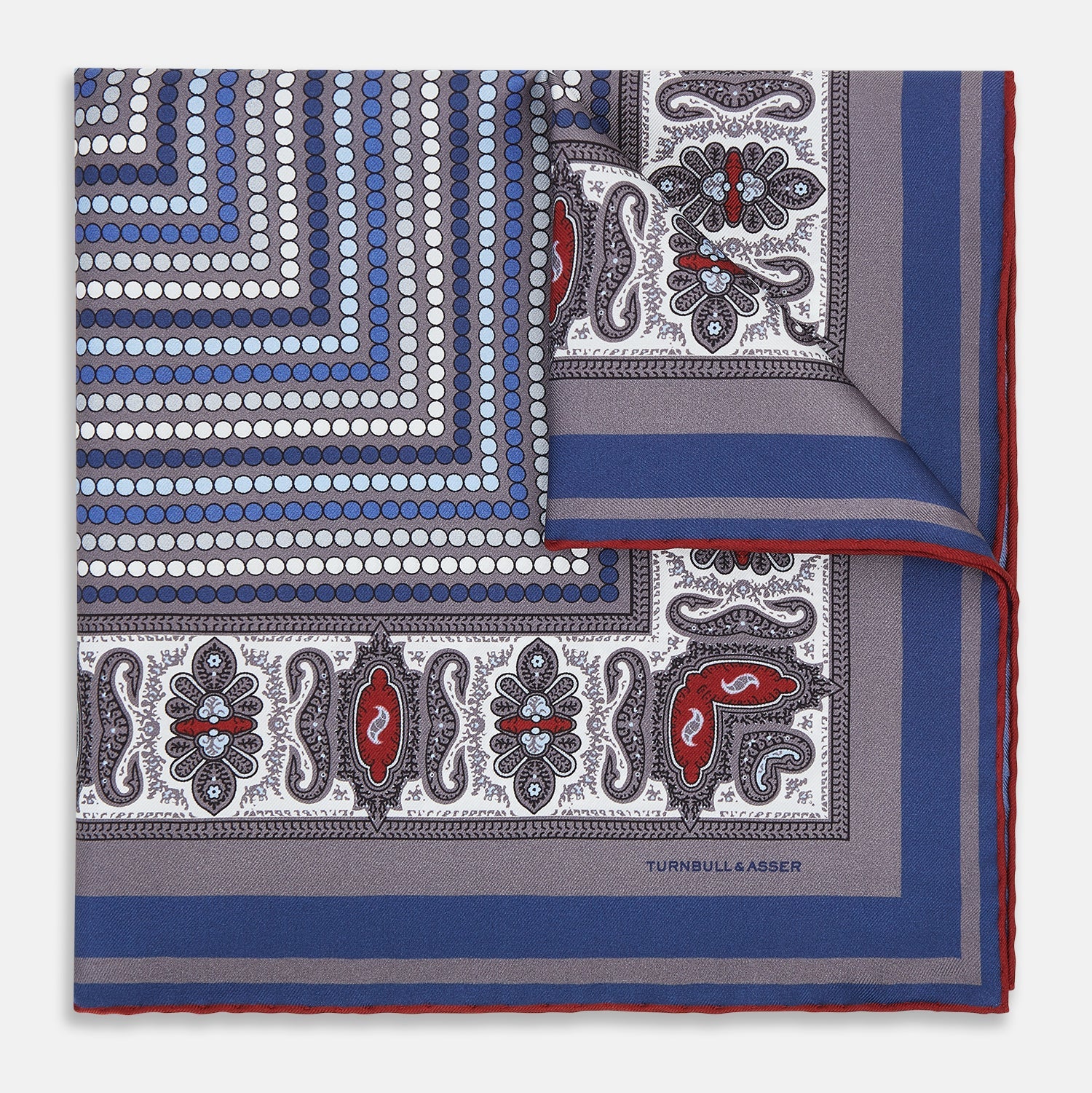 Ash Dots And Paisley Silk Pocket Square
