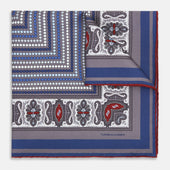 Ash Dots and Paisley Silk Pocket Square