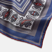 Ash Dots And Paisley Silk Pocket Square