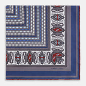 Ash Dots And Paisley Silk Pocket Square