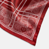 Red Paisley Bandana Patterned Silk Pocket Square