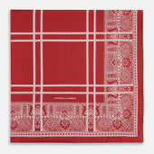 Red Paisley Bandana Patterned Silk Pocket Square