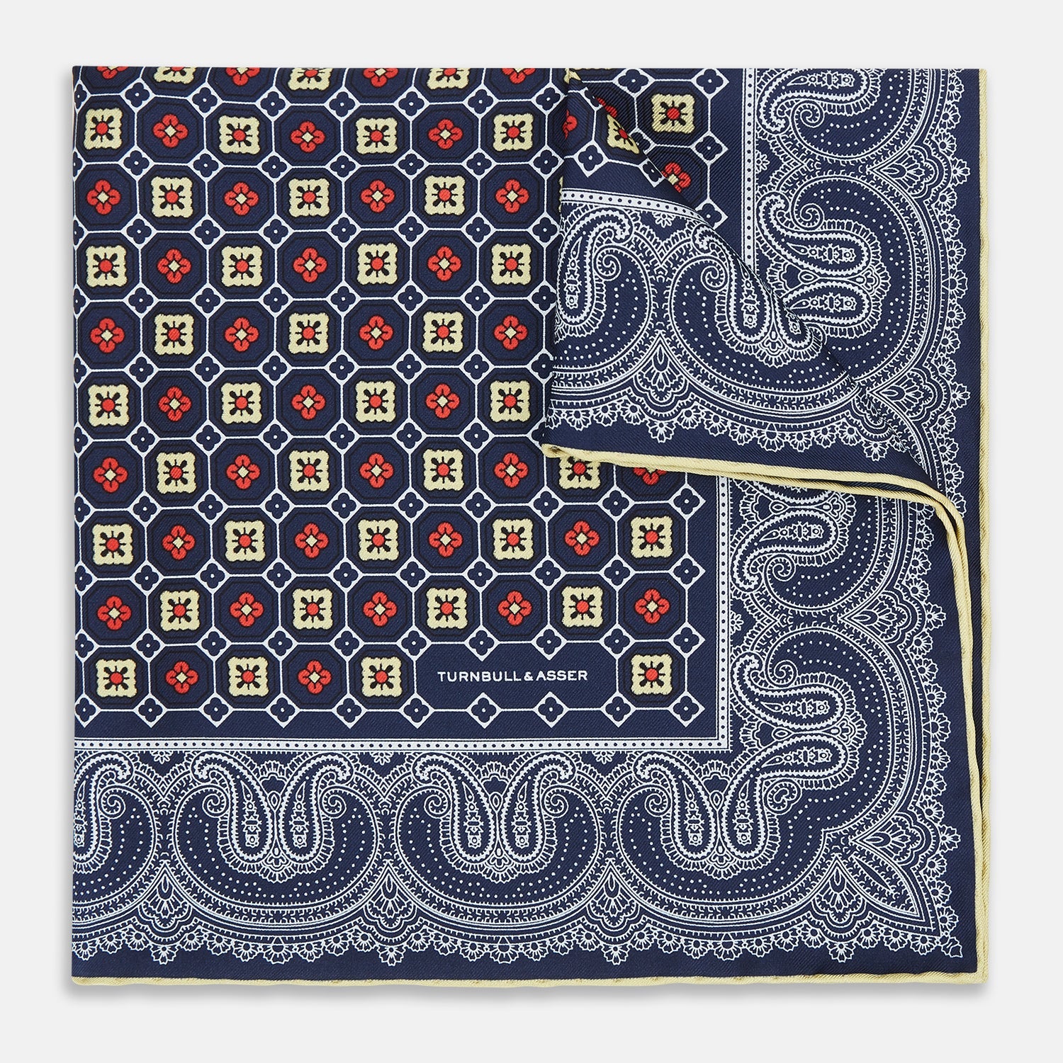 Floral Tile And Paisley Silk Pocket Square