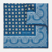 Azzurro Floral Tile and Paisley Silk Pocket Square