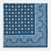 Azzurro Floral Tile And Paisley Silk Pocket Square