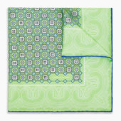 Fern Green Floral Tile And Paisley Silk Pocket Square
