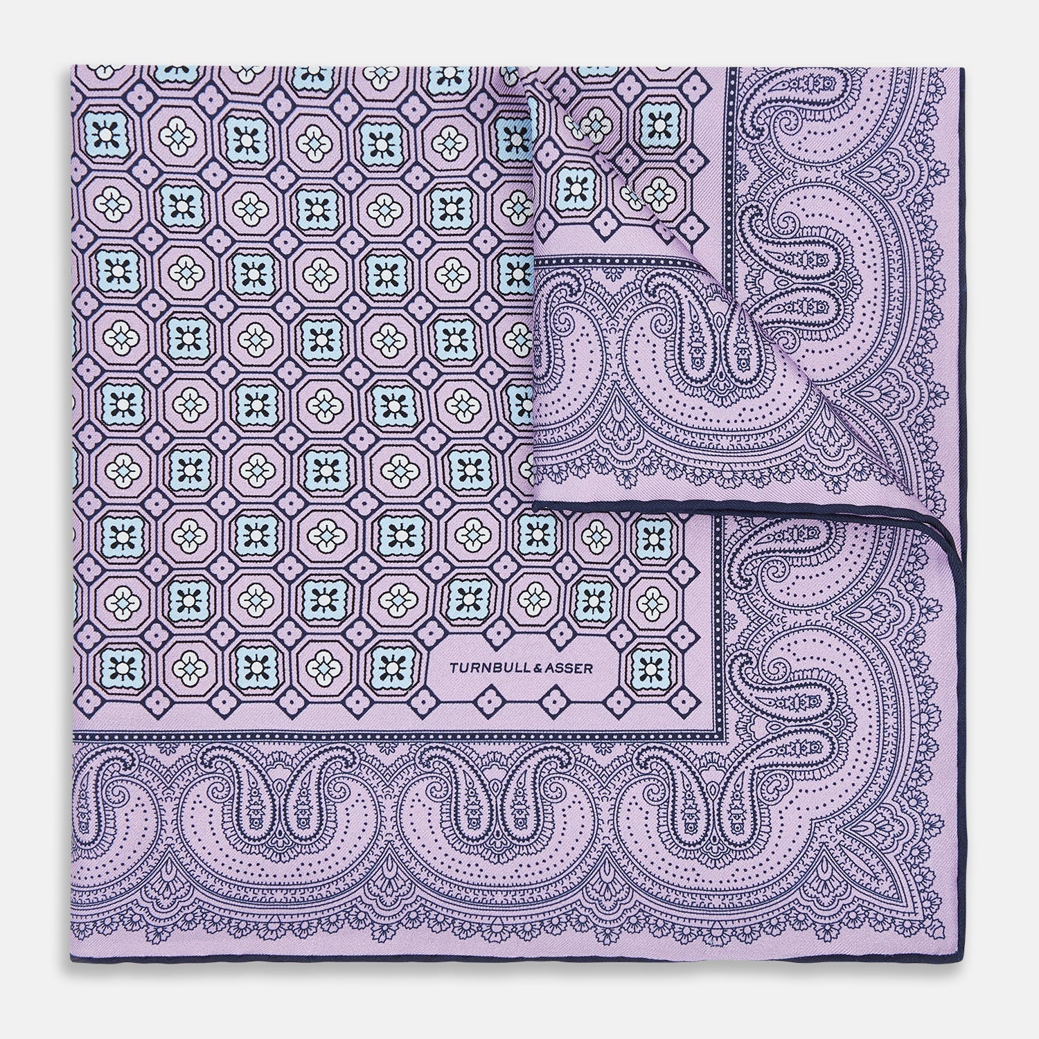 Lilac Floral Tile And Paisley Silk Pocket Square