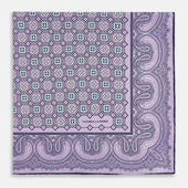 Lilac Floral Tile And Paisley Silk Pocket Square