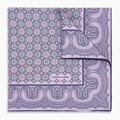 Lilac Floral Tile And Paisley Silk Pocket Square