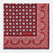Red Floral Tile And Paisley Silk Pocket Square