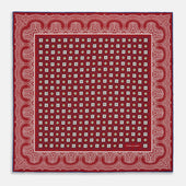 Red Floral Tile And Paisley Silk Pocket Square