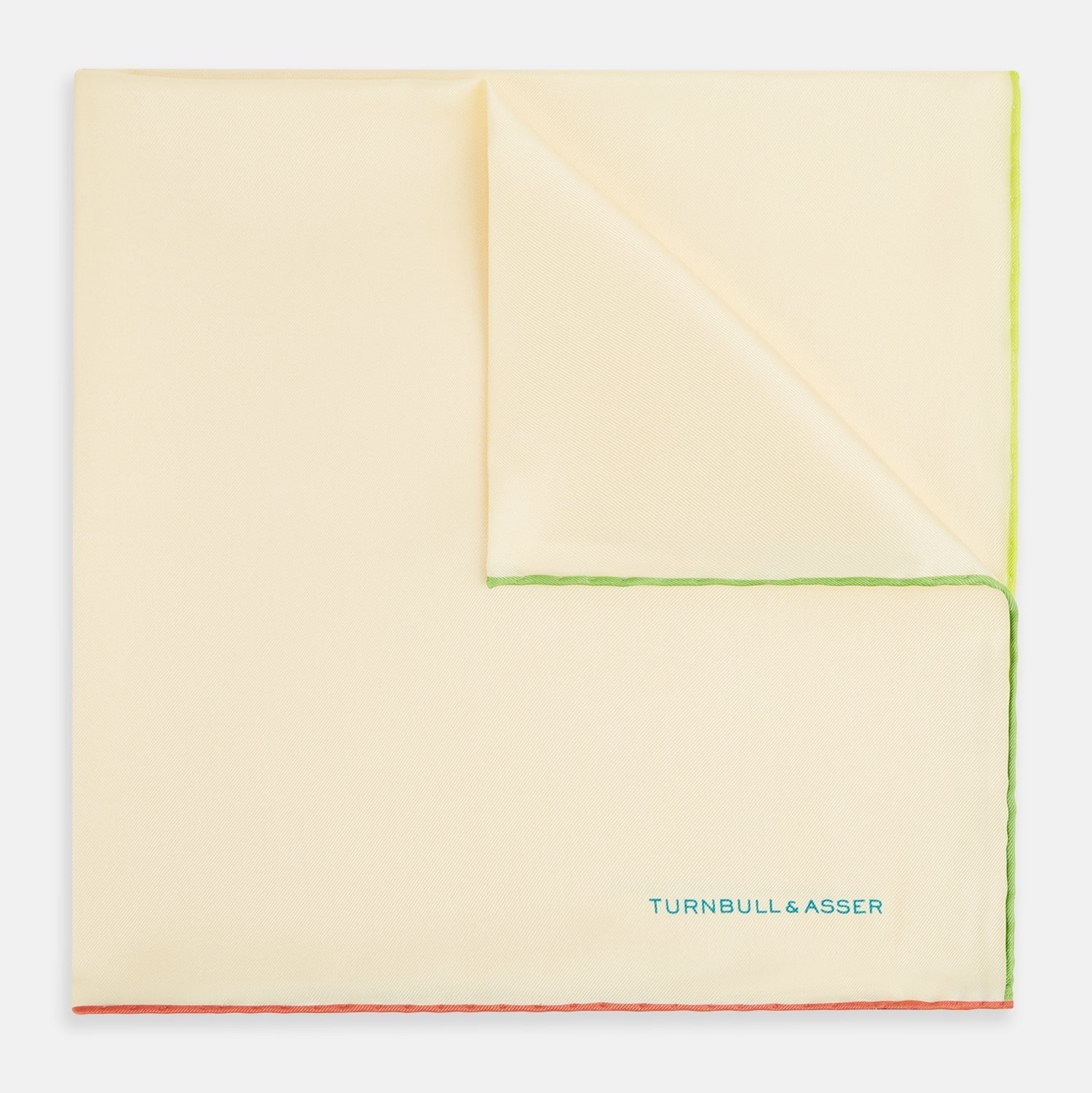 Ecru and Multicoloured Piped Silk Pocket Square