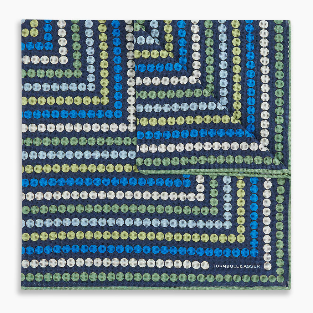 Oxford Dots And Floral Tile Double Sided Silk Pocket Square