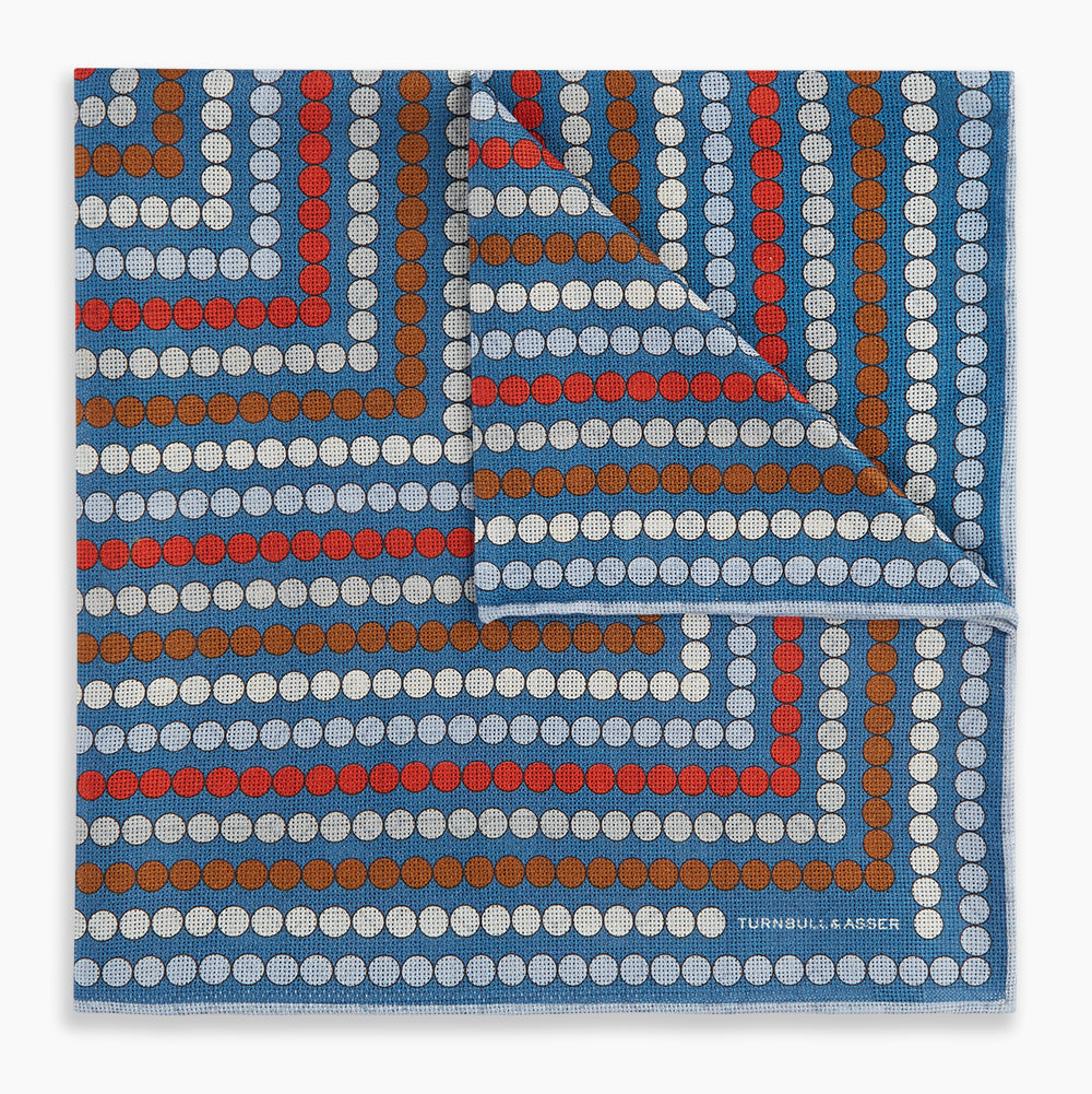 Bonnet Dots And Floral Tile Double Sided Silk Pocket Square