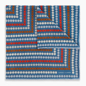 Blue Bonnet Dots and Floral Tile Double-Sided Silk Pocket Square