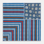 Bonnet Dots And Floral Tile Double Sided Silk Pocket Square