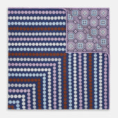 Azzurro Dots And Floral Tile Double Sided Silk Pocket Square