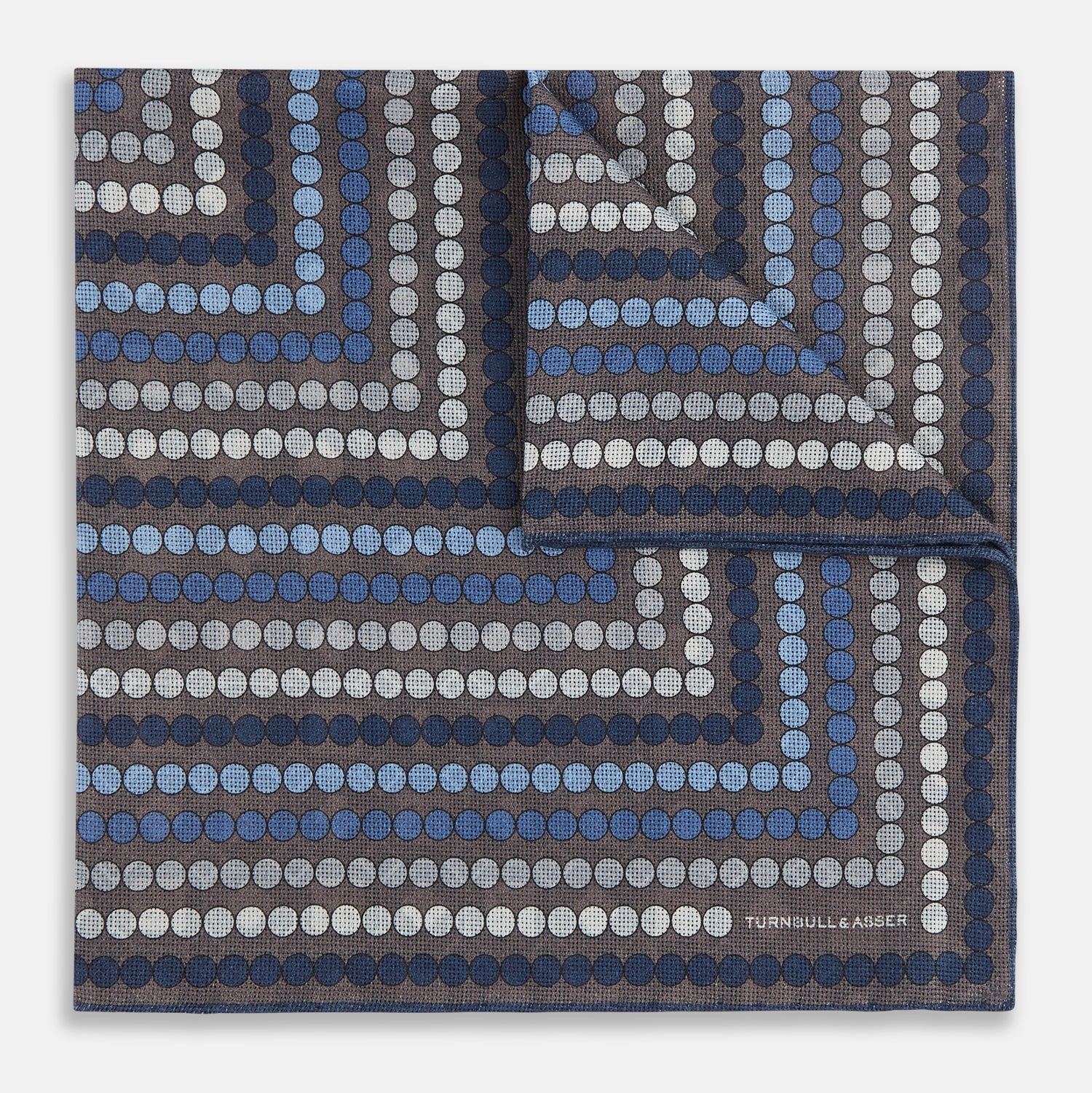 Ash Dots And Floral Tile Double Sided Silk Pocket Square