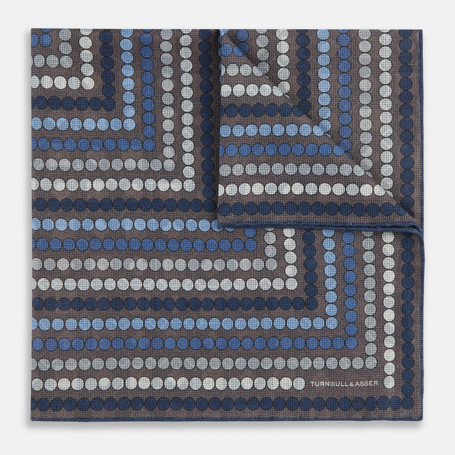 Ash Dots and Floral Tile Double-Sided Silk Pocket Square